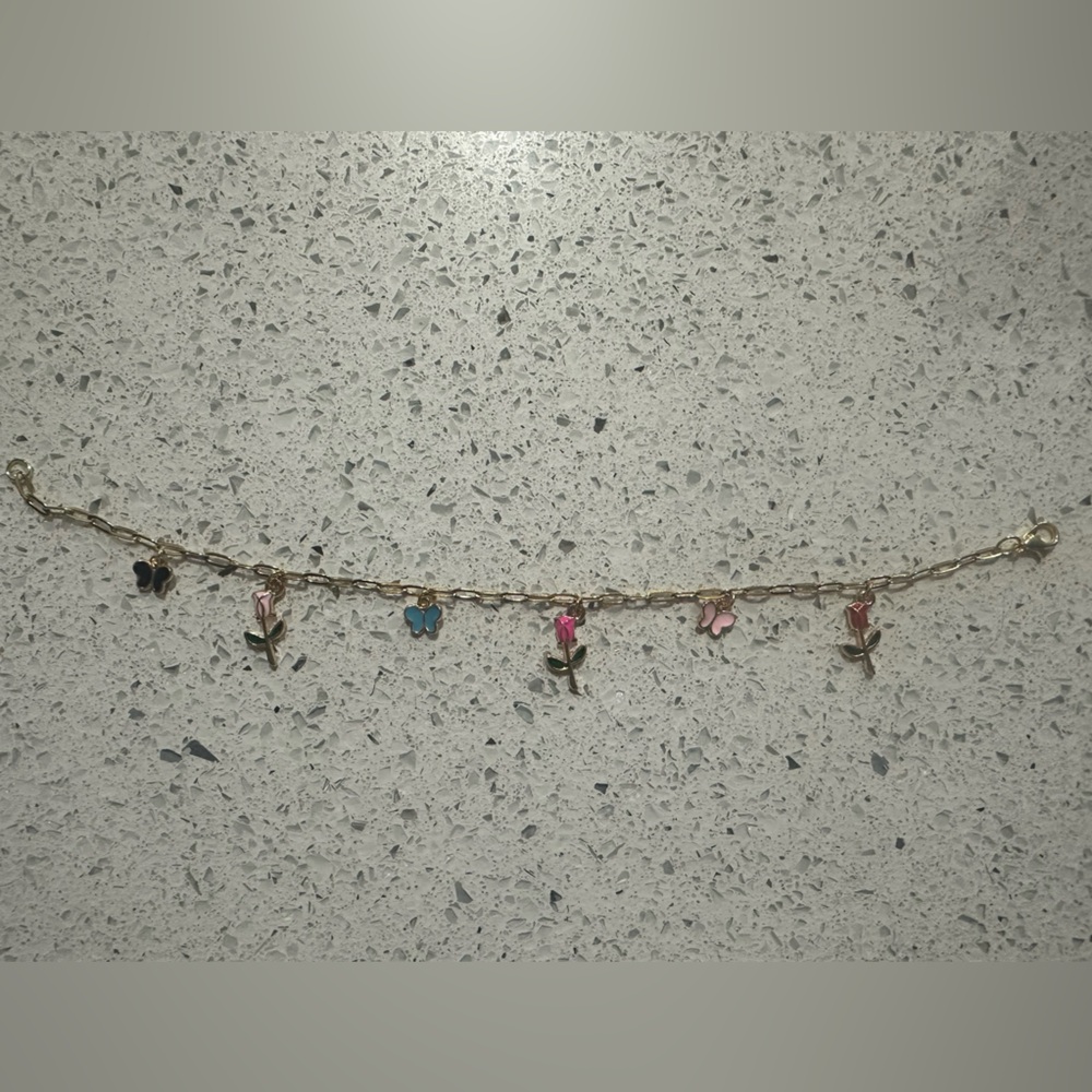 Colorful Rose Charm Ankle Bracelet
